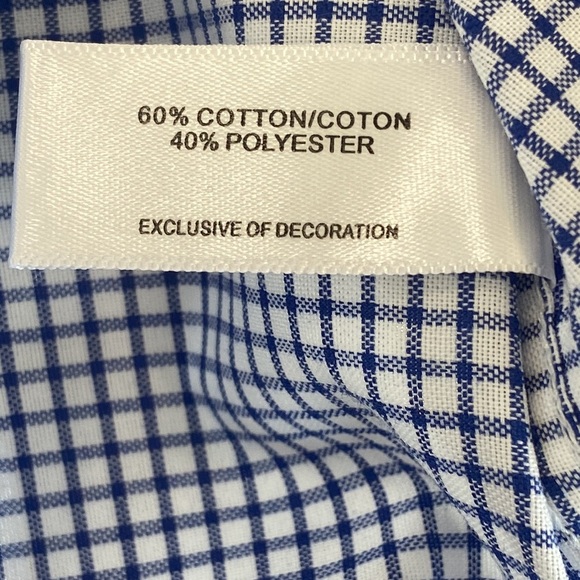 Cutter & Buck Vivid Blue and White Checked Long Sleeve Casual Shirt sz. Large - Picture 10 of 11